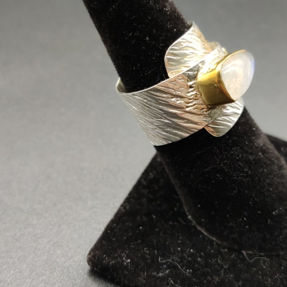 Adjustable Custom Stone Silver Ring - image 8